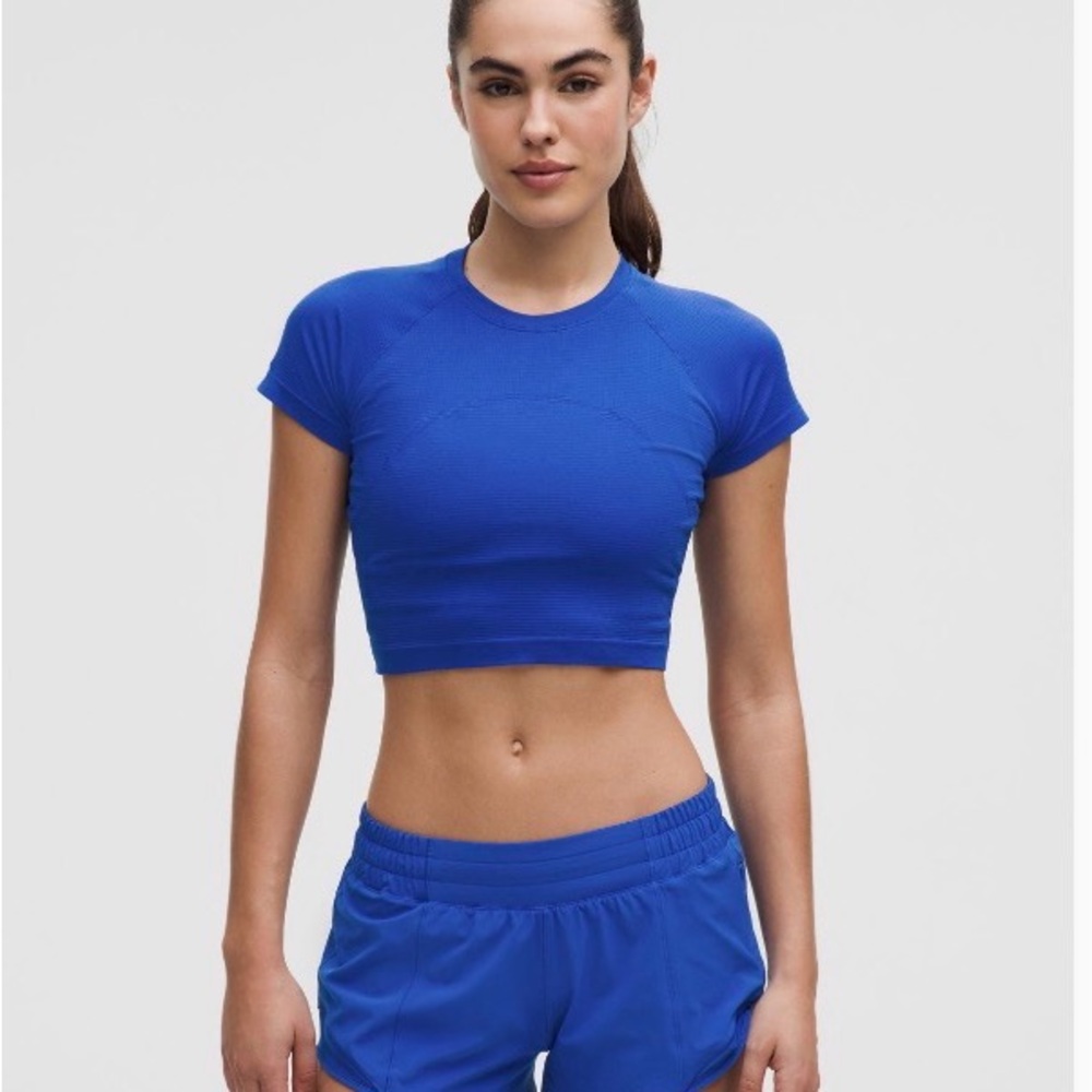 Lululemon Swiftly Cropped Tee Galactic Cobalt 💙✨ Size 4 NWT